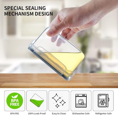 Набір контейнерів для зберігання продуктів 36 шт. з універсальною кришкою – 1 кришка для всіх 5 розмірів, герметичні та BPA-free, прозорі контейнери для їжі, з мірною ложкою та етикетками (2,4/2/1,4/0,8/0,5 л)