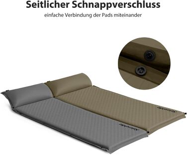 Каремат Naturehike самонадувний з подушкою, комбінований двомісний, ультралегкий, 3 см, армійний зелений, для кемпінгу та подорожей