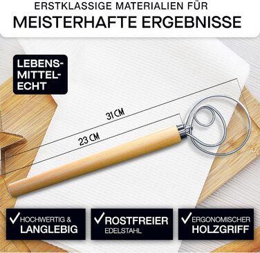 Гранітний м'ясорубка з пестиком з натурального граніту, дерев'яною ложкою, щіткою для чищення, рецептами песто та стійкою з дуба – 350 мл, з дуже довгим пестиком (датський віночок)