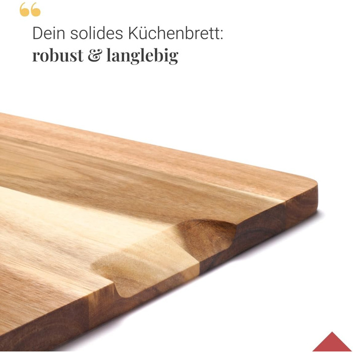 Large Acacia Cutting Board 50 × 29 cm | High Quality & Hygienic | Extra Large Wooden Cutting Board XXL made from sustainable acacia wood | Discover oiled wooden cutting boards for kitchen & gastronomy