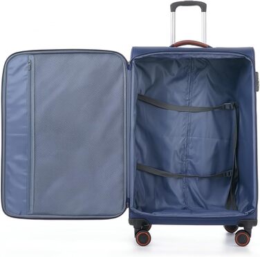 Великий валіза на колесах 78x48x30 см, тканинний, з кодовим замком, 109 літрів, блакитний