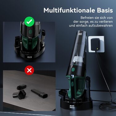 Акумуляторний автомобільний пилосос Minthouz 9000PA, 120W з LED-підсвічуванням, 30 хв роботи, HEPA-фільтр, портативний для авто, дому, офісу