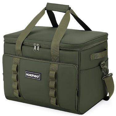 Термосумка-холодильник 30L, велика, зелена: для пікніків, барбекю, пляжу, кемпінгу. Водонетричка, з плечовим ременем