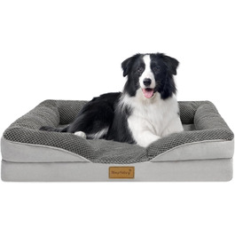 Orthopedic Dog Bed for Large Dogs - Dog Basket, Dog Sofa, Washable with Egg-Shaped Foam, Dog Couch with High Edge and Non-Slip Bottom for Large Dogs, 111x80cm (L - 91x68cm)