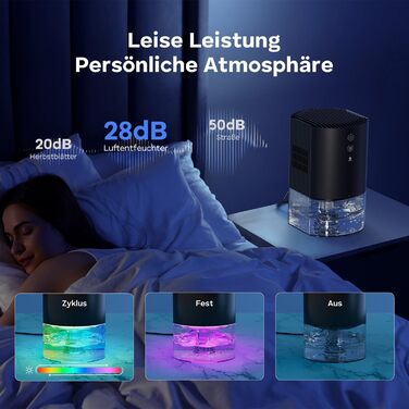 Електричний осушувач повітря GOAMGE 990 мл з LED-підсвіткою для дому, авто, спальні, шафи, ванної кімнати