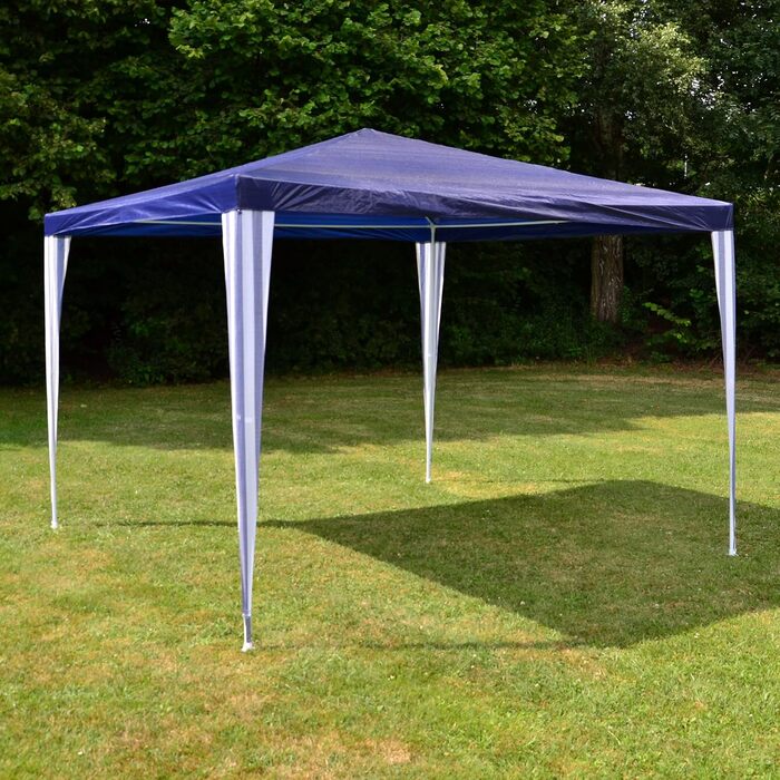 Nexos GM36000 PE-Pavilion Party Tent for Garden, Terrace, Market, Camping, Festival as a Shelter and Waterproof Cover, 3 x 3 m, White (Blue)