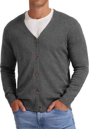 Чоловіча в'язана кофта NITAGUT з вінтажним смугастим дизайном, довгі рукави, V-подібний виріз, застібка на ґудзики, темно-сірий, розмір XL