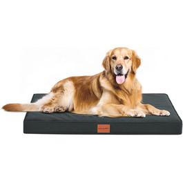 Orthopedic Dog Bed, Dog Sofa with Egg Crate Foam for Large Dogs, 112 x 81 cm, Removable and Washable, Non-Slip Bottom, (L 91 x W 69 x H 8 cm, Grey)