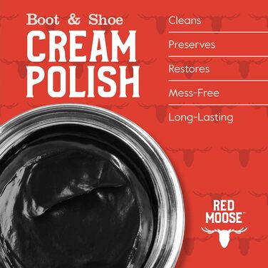 RED MOOSE 7PC Full Leather Shoe Cream Set - 2x Brush, Polishing Cloth, Travel Bag, Shoelaces, Black (black), One Size