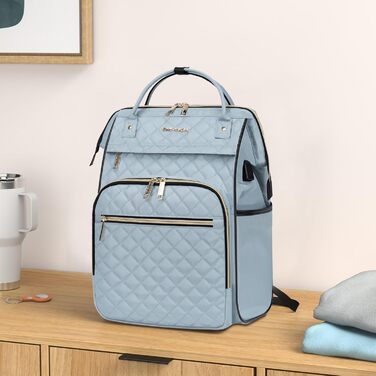 Жіночий рюкзак EMPSIGN з відділенням для ноутбука 17 дюймів. Стильний рюкзак для навчання, роботи, подорожей. Чорний, блакитний.