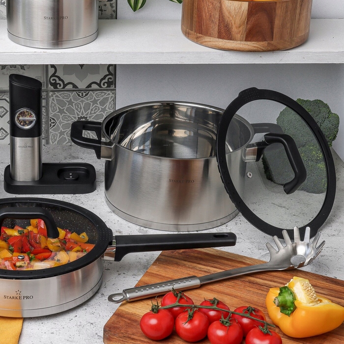 Каструля традиційна Starke Pro Rigor, 5,7 л, нержавіюча сталь, 24 см