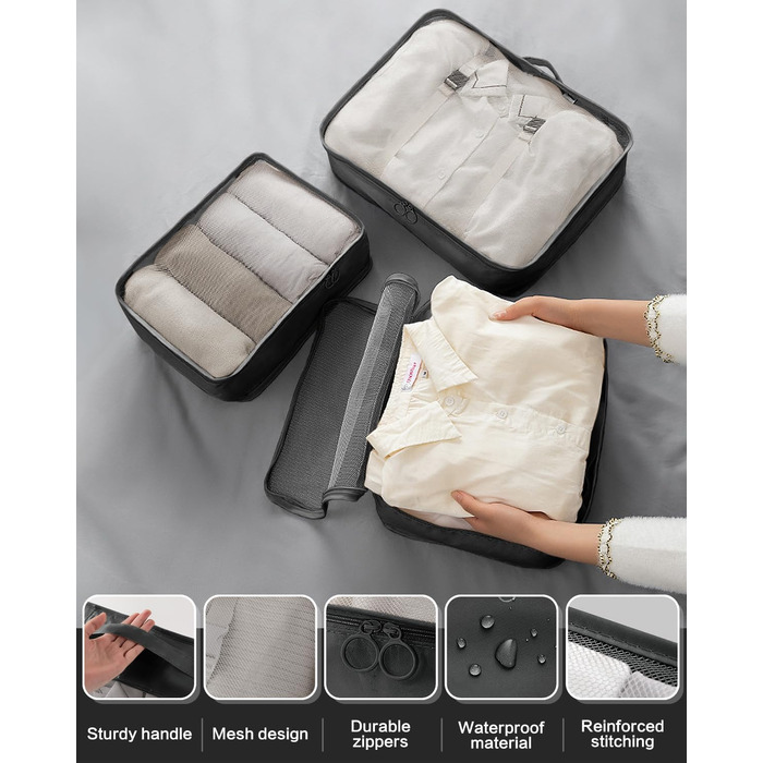 Набір органайзерів для валізи 18 шт., водонепроникні Packing Cubes, чорний - ідеальний органайзер для подорожей з сумкою для одягу