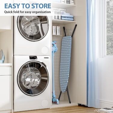 KINGRACK Прасувальна дошка складна з підставкою для прасування, регульована по висоті, стабільний стійкий стіл з товстим покриттям та металевими ніжками, 33 x 110 см, блакитна