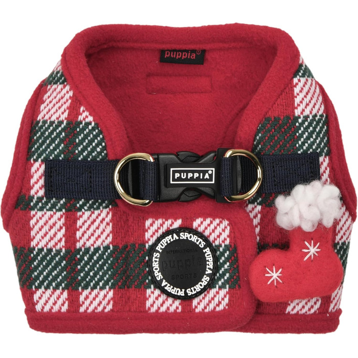 Шлейка для собак Puppia Douglas, Step-in, тепла, зимова, в принті клітинка, для маленьких та середніх собак, розмір M (червоний/для прогулянок, однотонна (Getaway Solids), середній)