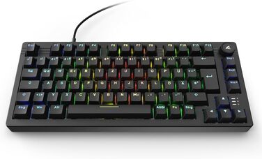 Sharkoon Skiller SGK25 RGB – ігрова клавіатура, 75% layout, Hot Swap, перемикачі Huano RED, чорна