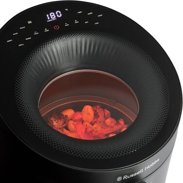 Russell Hobbs Hot Air Fryer 5L [10 Programs | with Viewing Window] AirFryer (Oil-Free Frying, Frying, Grilling, Roasting, Baking, max 200°C, Dishwasher Safe, Black) SatisFry Panoramic 27420-56