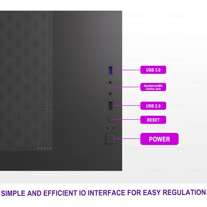 Корпус для ПК FOIFKIN F100 Micro ATX з 3 ARGB вентиляторами, ігровий, чорний