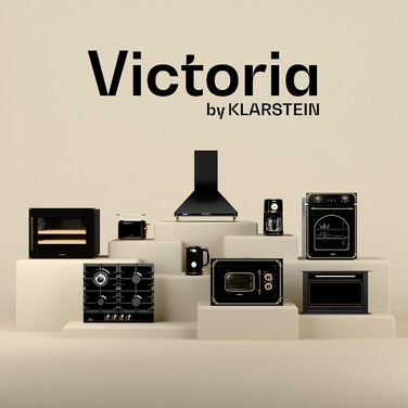 Набір тостера та чайника Klarstein Victoria, ретро дизайн, 2-х слайковий тостер з 7 рівнями підсмажування та підставка для бургерів, чайник 1.7л з фільтром від накипу, набір для сніданку, кремовий (чорний, повний комплект)