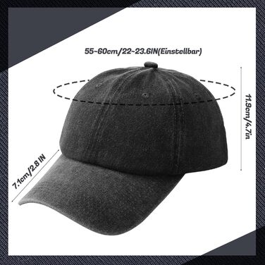 3 бейсболки для чоловіків та жінок, регульовані, бавовна, бейсболка, вінтаж, унісекс, сонцезахисний капелюх, спортивна кепка для активного відпочинку, подорожей (55-60, чорний, світло-сірий, хакі)