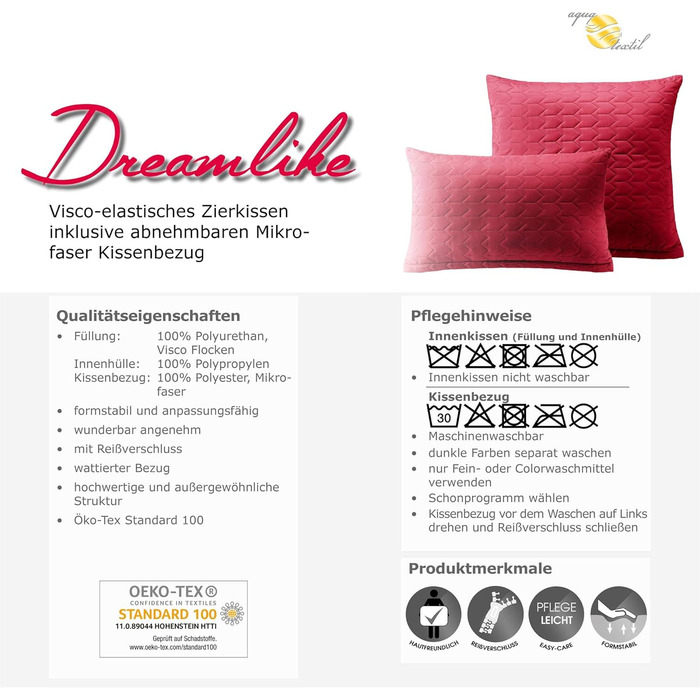 Декоративна подушка Aqua-Textil Dreamlike 60x60 см антрацит сіра, мікрофібра, легка стьобана, для дому