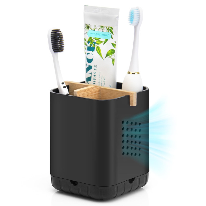 Тримач для електричної зубної щітки з підставкою для насадок, органайзер для ванної кімнати, чорний