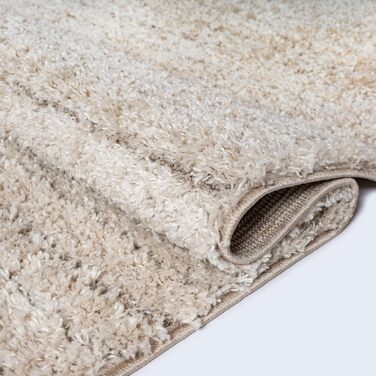 Килим Bahar Shaggy: елегантний дизайнерський килим для вітальні, м'який та легкий у догляді, високий ворс (120 x 170 см, бежевий)