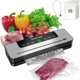 Вакуумний пакувальник KSWIOWN з 30 пакетами, 6 режимів, автоматичне закриття, ріжучий пристрій, шланг (65 KPA)