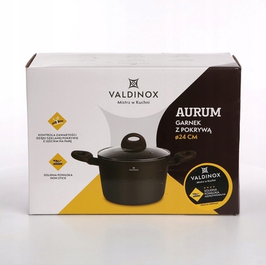 Каструля з кришкою Valdinox Aurum 24 см, 6 л — мармурове покриття, для індукційних та газових плит