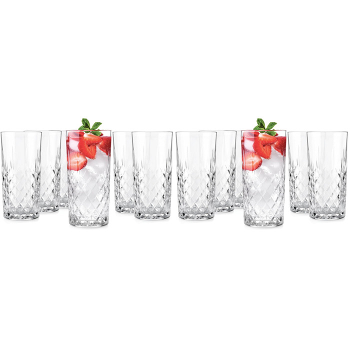 Набір склянок для води, коктейлів та лонг дринків Glasmark Krosno (6 шт x 300 мл) з кришталевим ефектом, для посудомийної машини