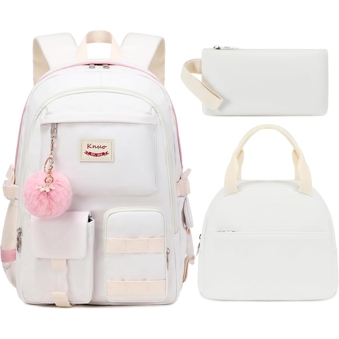 Шкільний рюкзак для підлітків, дівчат, студентів: комплект з ланч-боксом та пеналом (3 шт.)