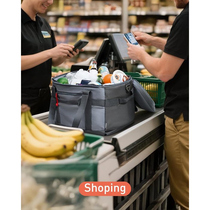 Термосумка TOURIT 32L сіра - ізольована, для пікніка, велика, складна, для транспортування продуктів