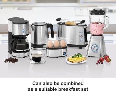 Електричний чайник ProfiCook PC WK 1290, 1.5 л, 2200 Вт, нержавіюча сталь, чорний, з подвійними стінками, збірна база з обмоткою кабелю