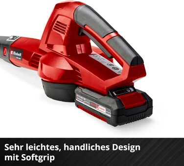 Акумуляторний повітродув Einhell GC-CL 18 Li E Kit, 18В, 210 км/год, регулювання швидкості, м'яка ручка, акумулятор 2,0 А·год і зарядний пристрій, Power X-Change