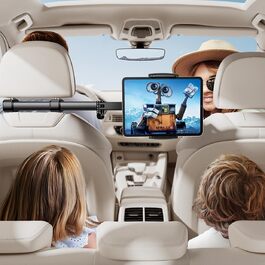 Автомобільний тримач для планшета TRYONE на підголівник, висувний 3-в-1 (довжина 46 см), універсальна кріплення для iPad, Samsung Tab, Switch та смартфонів (4.7-13 дюймів), чорний