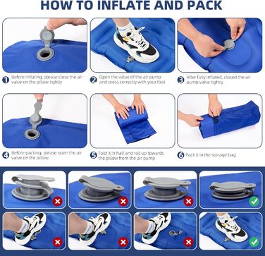 Isomatte GLMNES надувна туристична, блакитна, Extra Dick: для кемпінгу, піших прогулянок, з інтегрованим насосом та сумкою