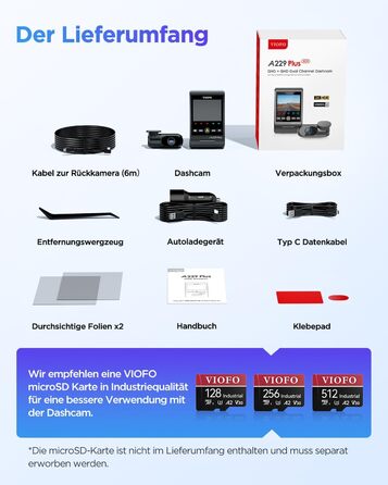 VIOFO A229 Pro 4K + 2K Dual STARVIS відеореєстратор для авто, HDR, GPS, Wi-Fi, голосове керування, нічне бачення 2.0, підтримка до 512GB