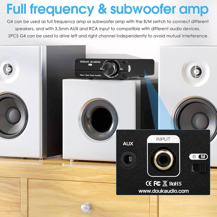 Підсилювач Douk Audio G4 Mini 100W, сабвуферний або повнодіапазонний моноканальний аудіо підсилювач