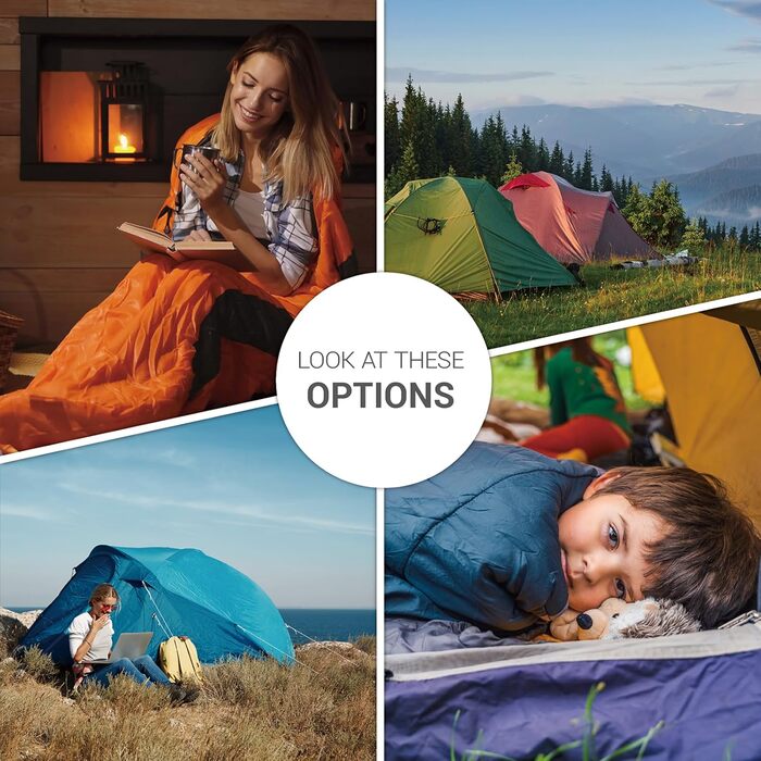 Paco Home Sleeping Bag - Outdoor, Washable, Breathable for Adults & Kids - Camping & Travel - Summer/Winter (Orange, 220x70x4cm)