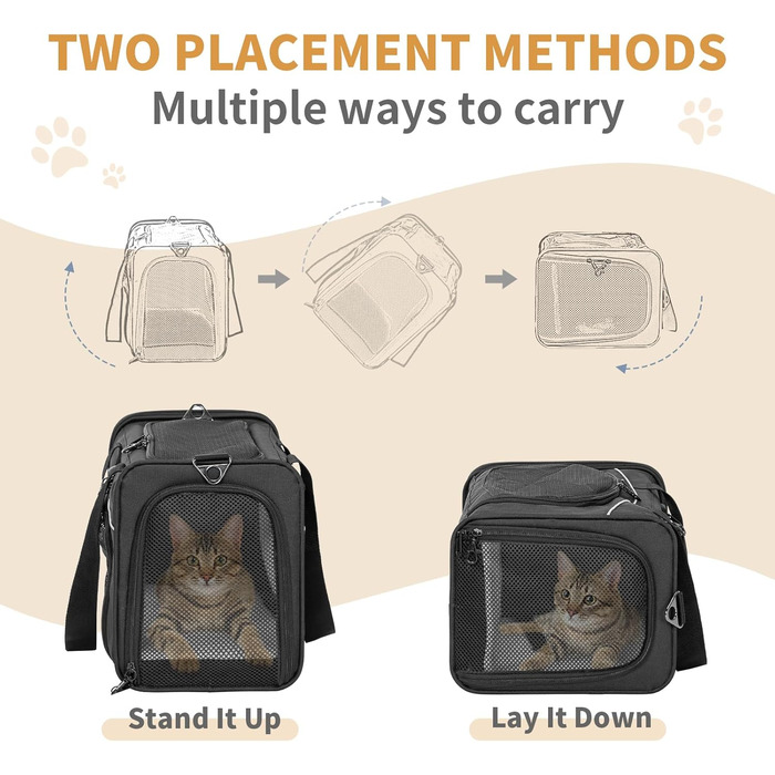 Транспортна сумка Petsfit для котів та собак | Авіапереліт, автомобіль, поїзд | Чорний, Small