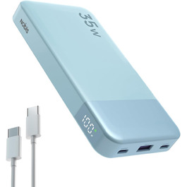 Power Bank Nobis 10000mAh 35W з USB-C кабелем та цифровим дисплеєм (блакитний)