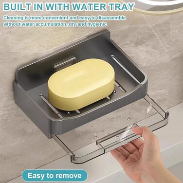 Тримач для мила Dulynva (2 шт.) без свердління, сірий. Мильниця для душу, мильниця з піддоном, мильниця для ванної кімнати, кухні, мийки. Пластиковий тримач для мила, настінний, самоклеючий.