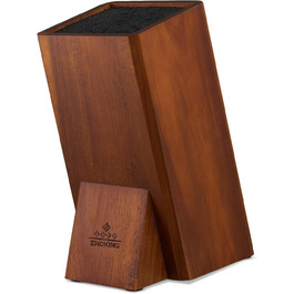 ENOKING Knife Block without Knives, Acacia Wood Knife Block, Knife Holder with Removable Plastic Bristles, Universal Wood Knife Block for the Kitchen Counter