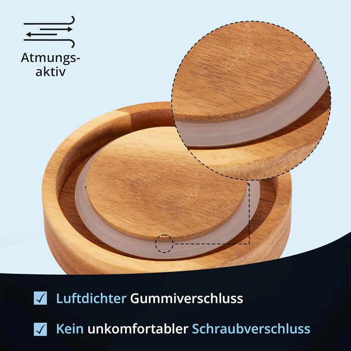 Кришка для кави, бак для кави, керамічна, 1 літр, сірий, з дерев'яним кришками, герметична