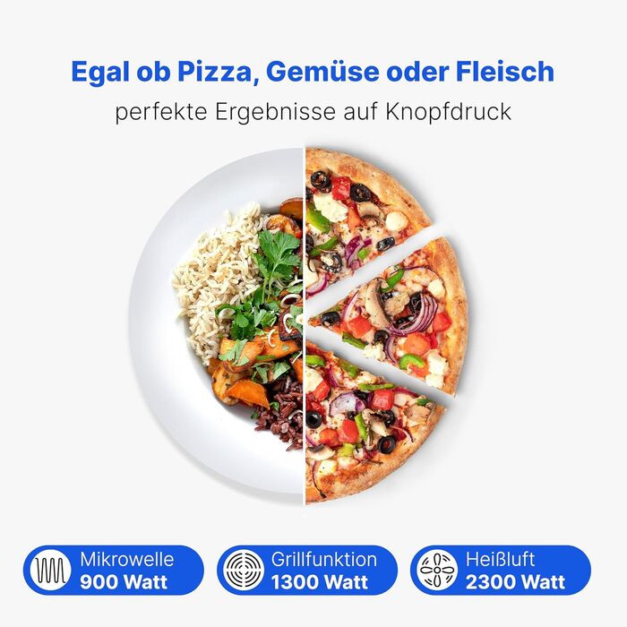 Вбудована мікрохвильова піч Bomann MWG 3001 H EB inox Silber з грилем та конвекцією | 60 см | 900 Вт | 25 л