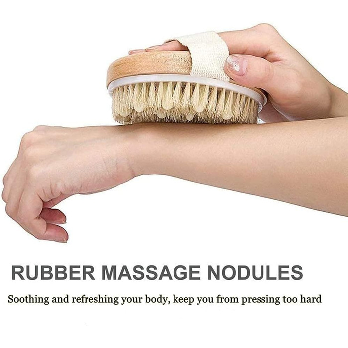 Щітка для пілінгу Uervoton, суха щітка з натуральної щетини Tampico, для проблемної шкіри, целюліту та набряків, покращує кровообіг завдяки пілінгу (з сумкою для зберігання) 1 шт. з сумкою