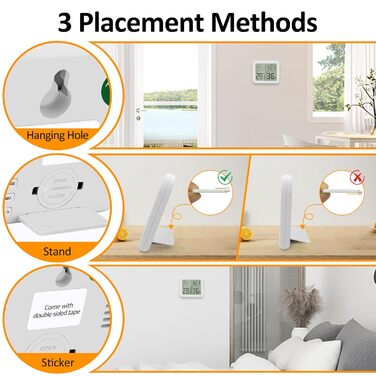 DazSpirit Digital Thermometer Hygrometer, Indoor Room Thermometer Thermo-Hygrometer, Humidity Meter with Smiley Indicator Suitable for Bedrooms, Baby Rooms, Greenhouses, Offices (2 Pieces White)
