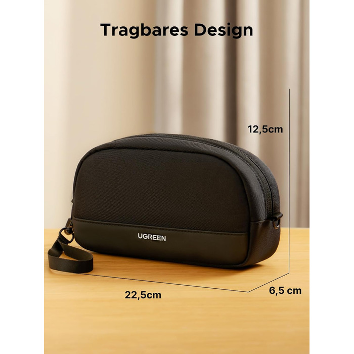 UGREEN Cable Bag Tech EDC Pouch, Cable Organizer Bag, Travel Essentials Cable Bag Organizer, Waterproof, Internal Zippered Layers, For Power Bank, Charger, Adapter, Cables, HDD