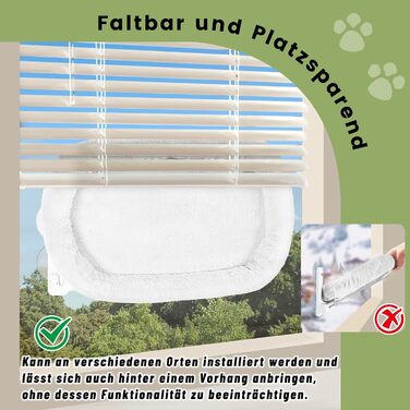 Лежанка для котів на вікно 60x30 см, гамак для котів зі стабільними присосками, складане ліжко для котів на віконний підвіконня, до 20 кг, (з ліжком для котів XL, бежевий)
