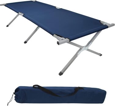 Розкладне ліжко BB Sport XXL для кемпінгу: сталеве каркас, 210x72x45 см, до 200 кг, зручне, з сумкою, блакитне