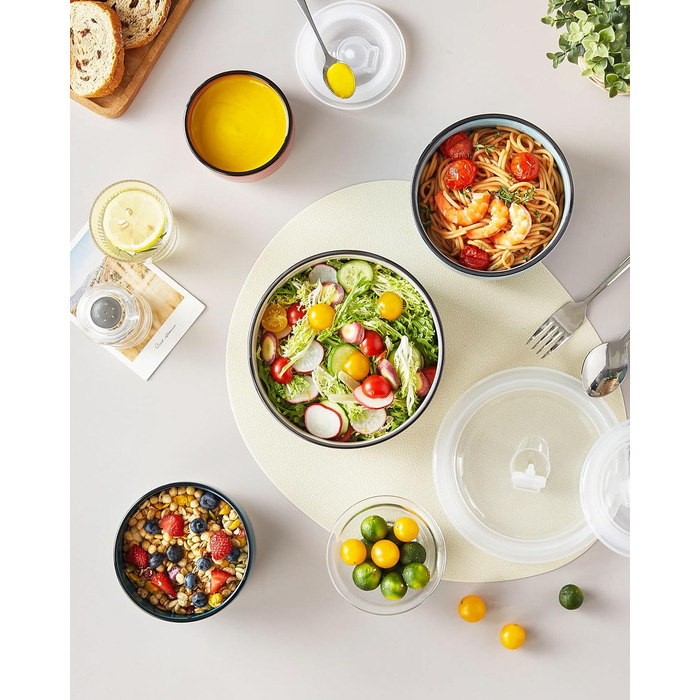 Набір керамічних супових та сервірувальних тарілок Vancasso Bonbon з кришкою (4 шт.) - для обіду, пікніка, кухні